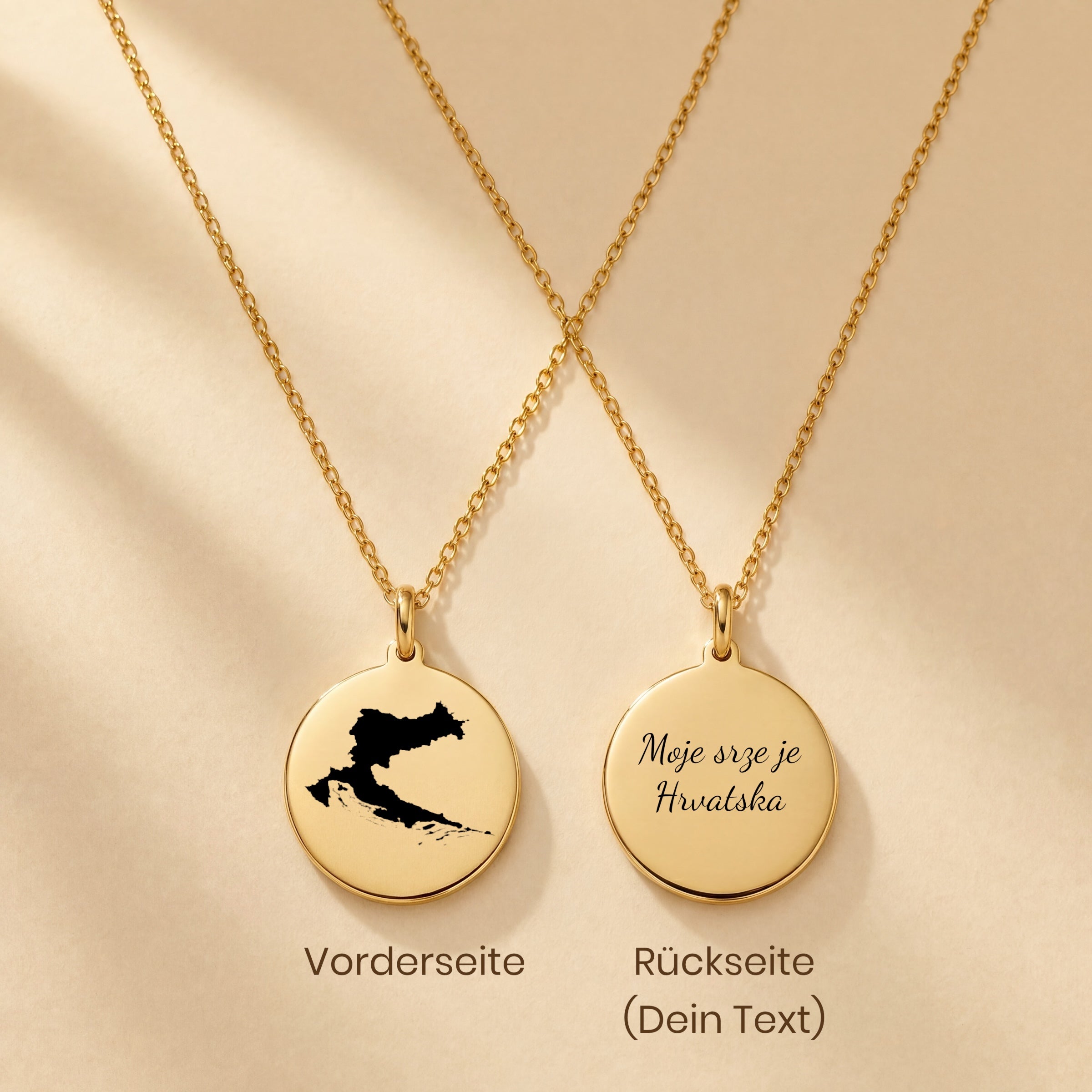 Homeland Jewelry – Croatia Map Pendant with Engraving "Moje srce je Hrvatska" – A Symbol of Connection to Croatia
