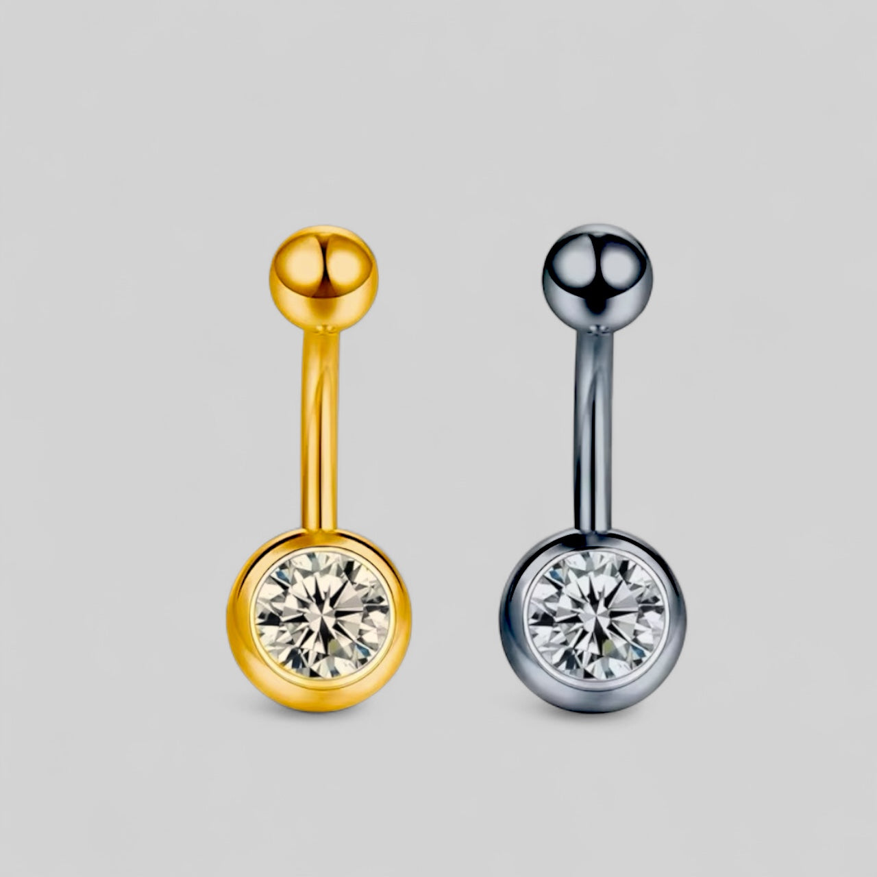 Rundes Bauchnabelpiercing aus Titan mit klarem Zirkonia