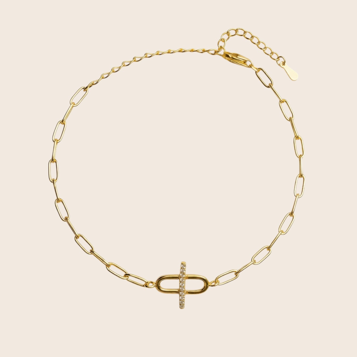 ENDLESS DREAMS – Paperclip-Armband mit funkelnden Zirkonias, aus 925er Silber 18K vergoldet