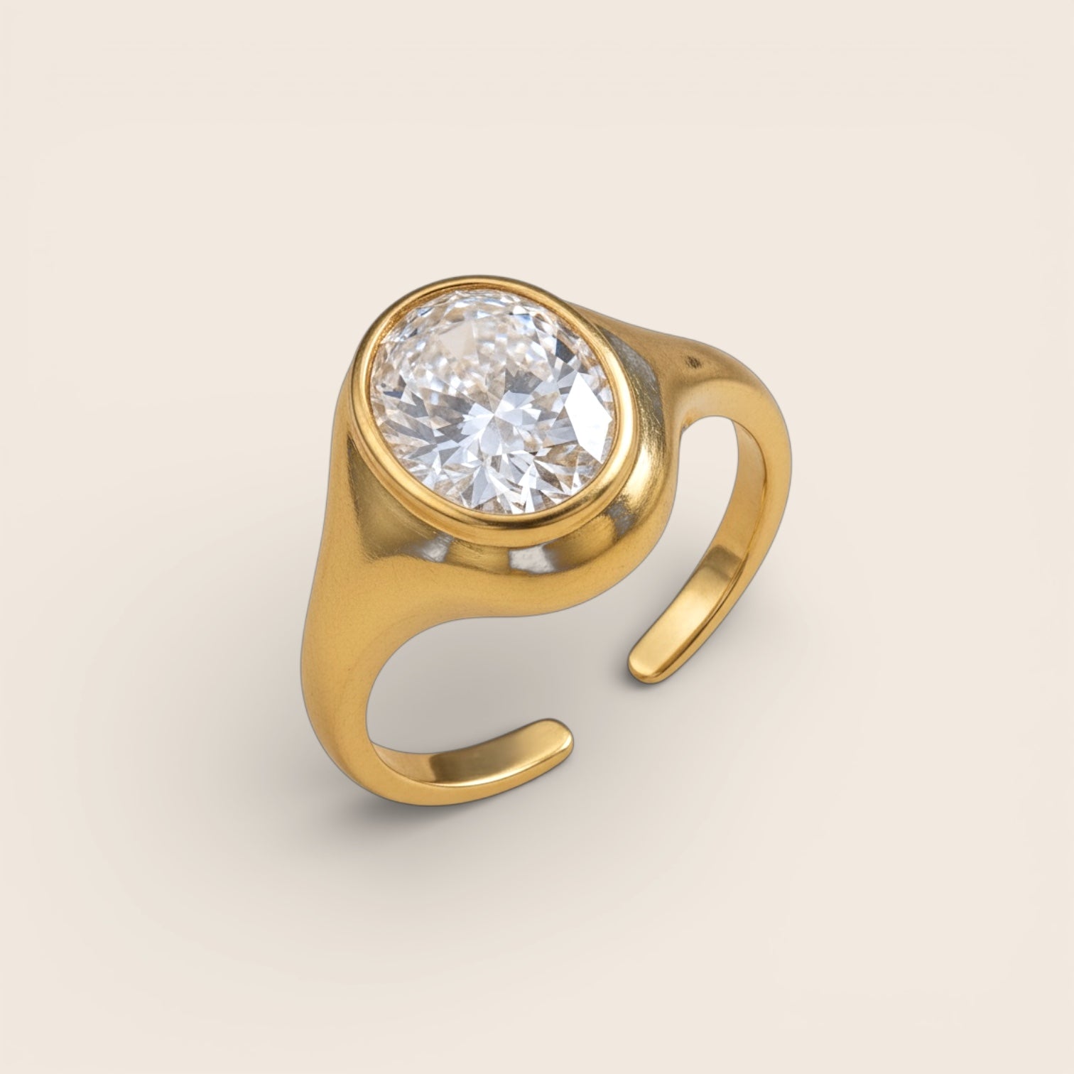 Großer klassischer Ring mit Zirkonia Old-Money-Stil - aus 925 Silber 18K vergoldet