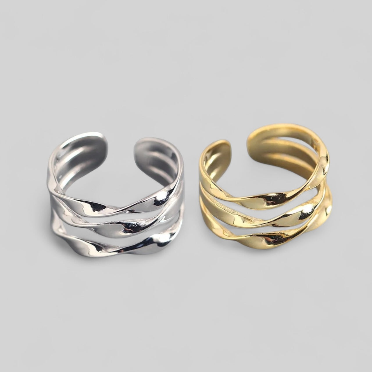 Wellen Ring – aus 925er Silber vergoldet