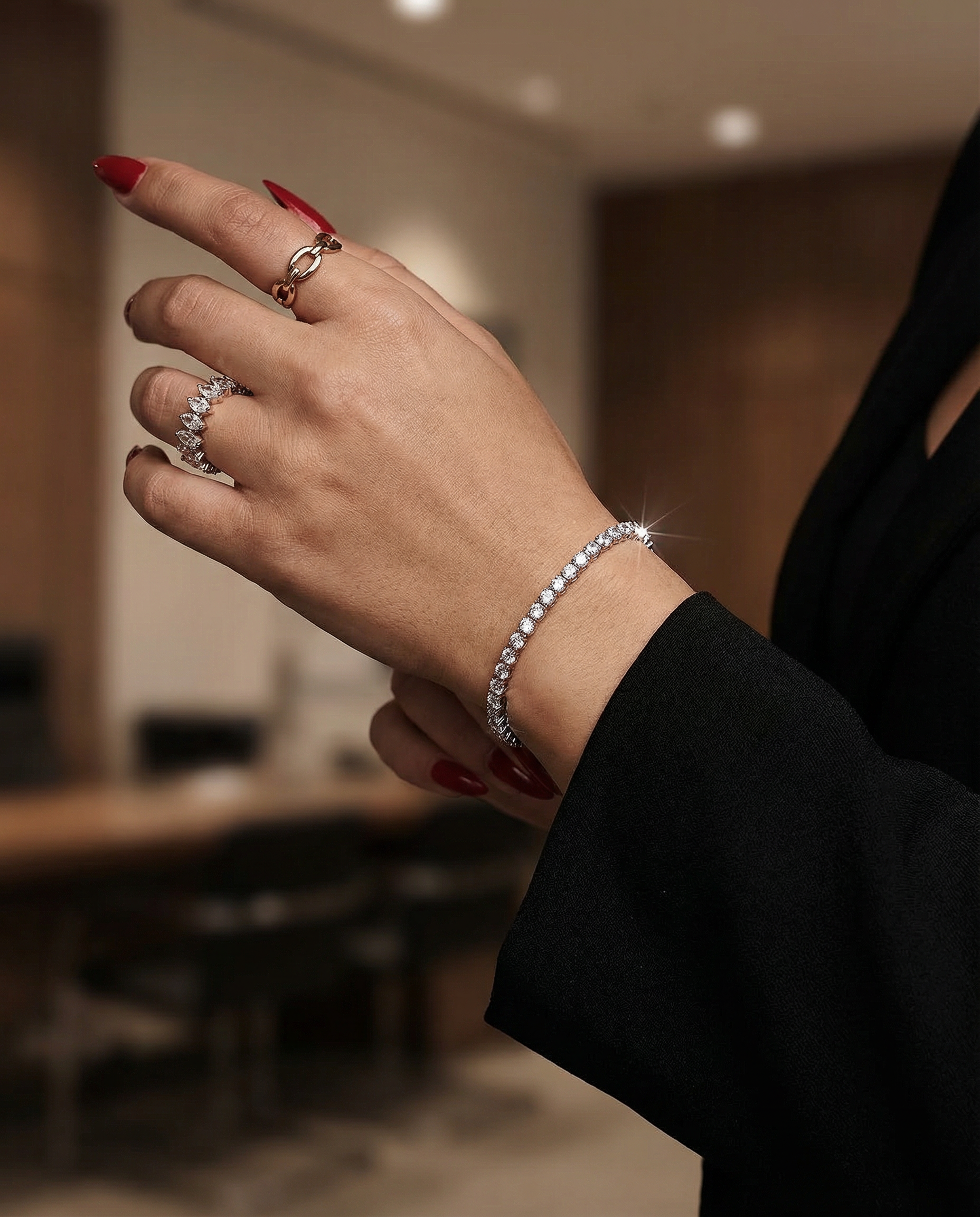 Funkelnder Edelstein Statement-Ring – 18K vergoldet aus Edelstahl