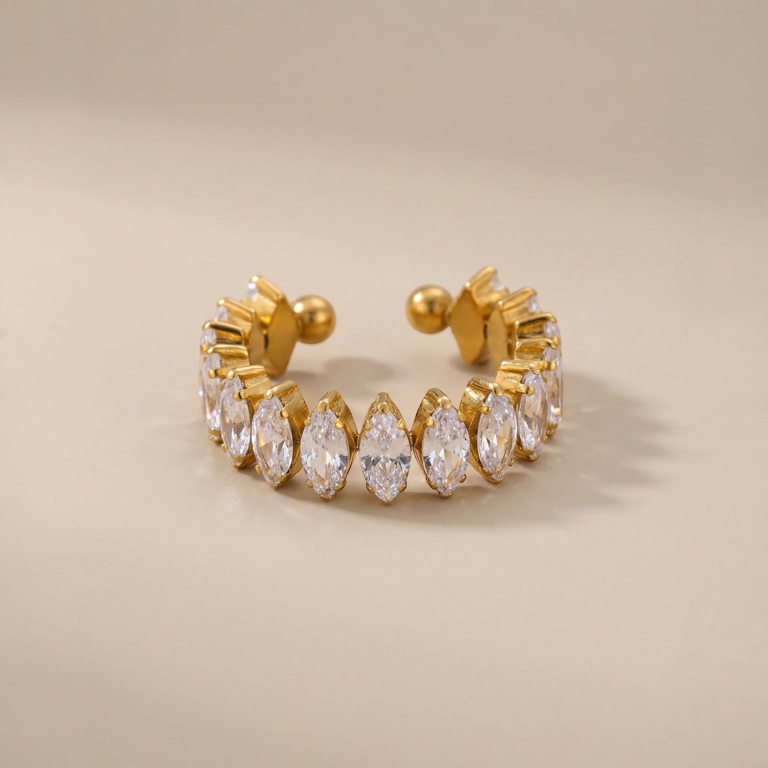 Funkelnder Edelstein Statement-Ring – 18K vergoldet aus Edelstahl