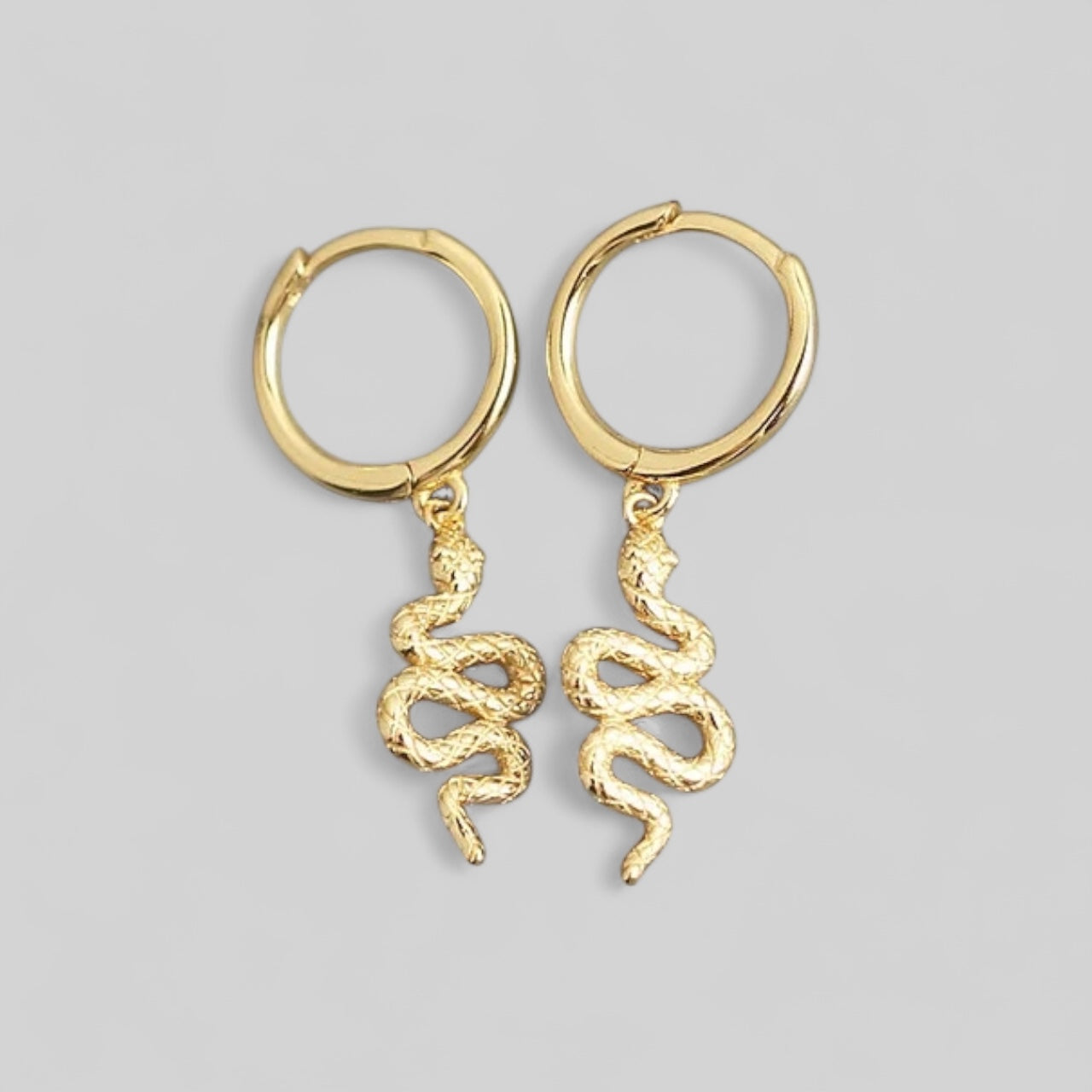 Snake Hoop Earrings Anima - Earrings made of 925 Sterling Silver 18K gold-plated