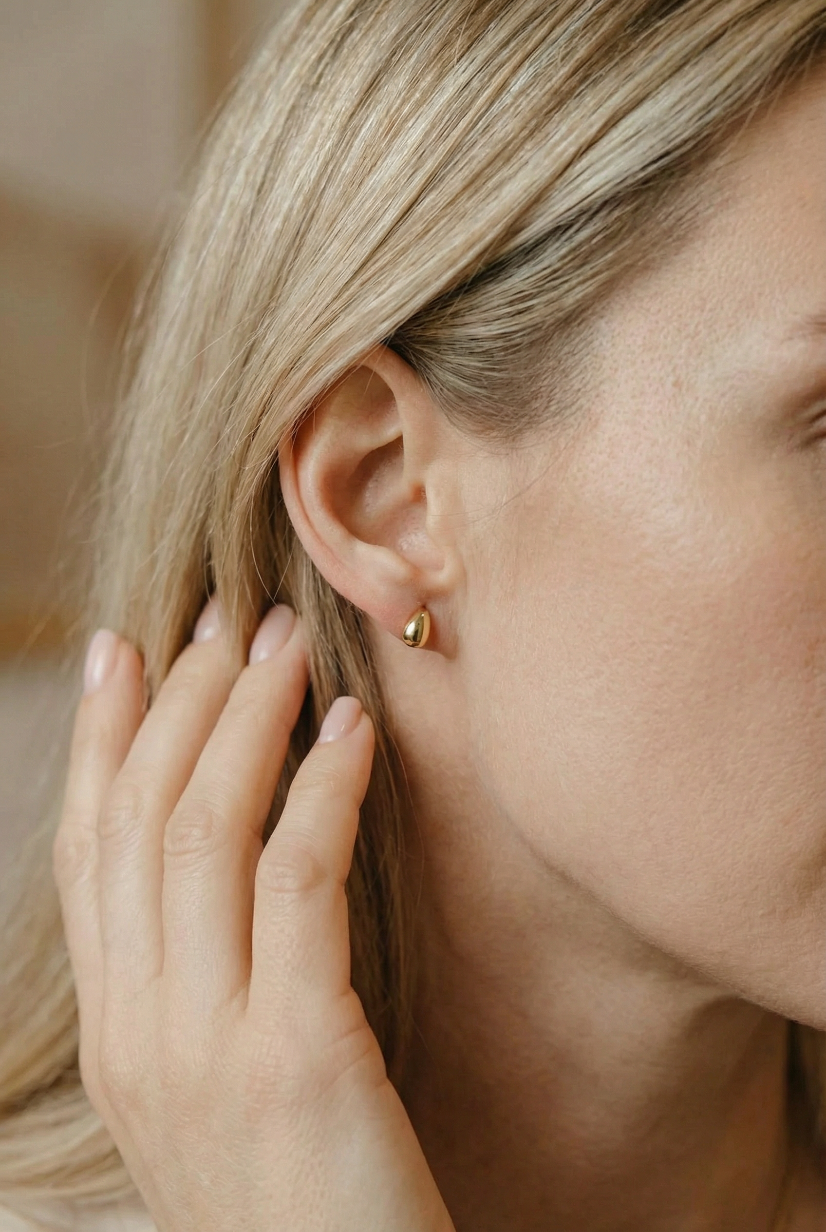 Nano Mini Drop Ohrstecker - 925 Silber 18K vergoldet