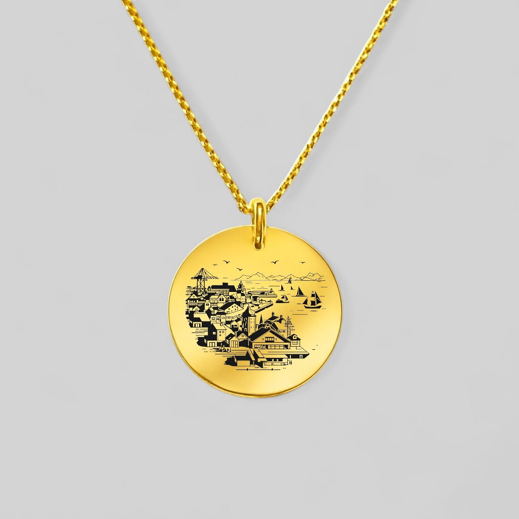 Bijoux Homeland – Pendentif Porto City &amp; Bridges – Symbole de solidarité avec le Portugal – Argent 925 et plaqué or 18 carats