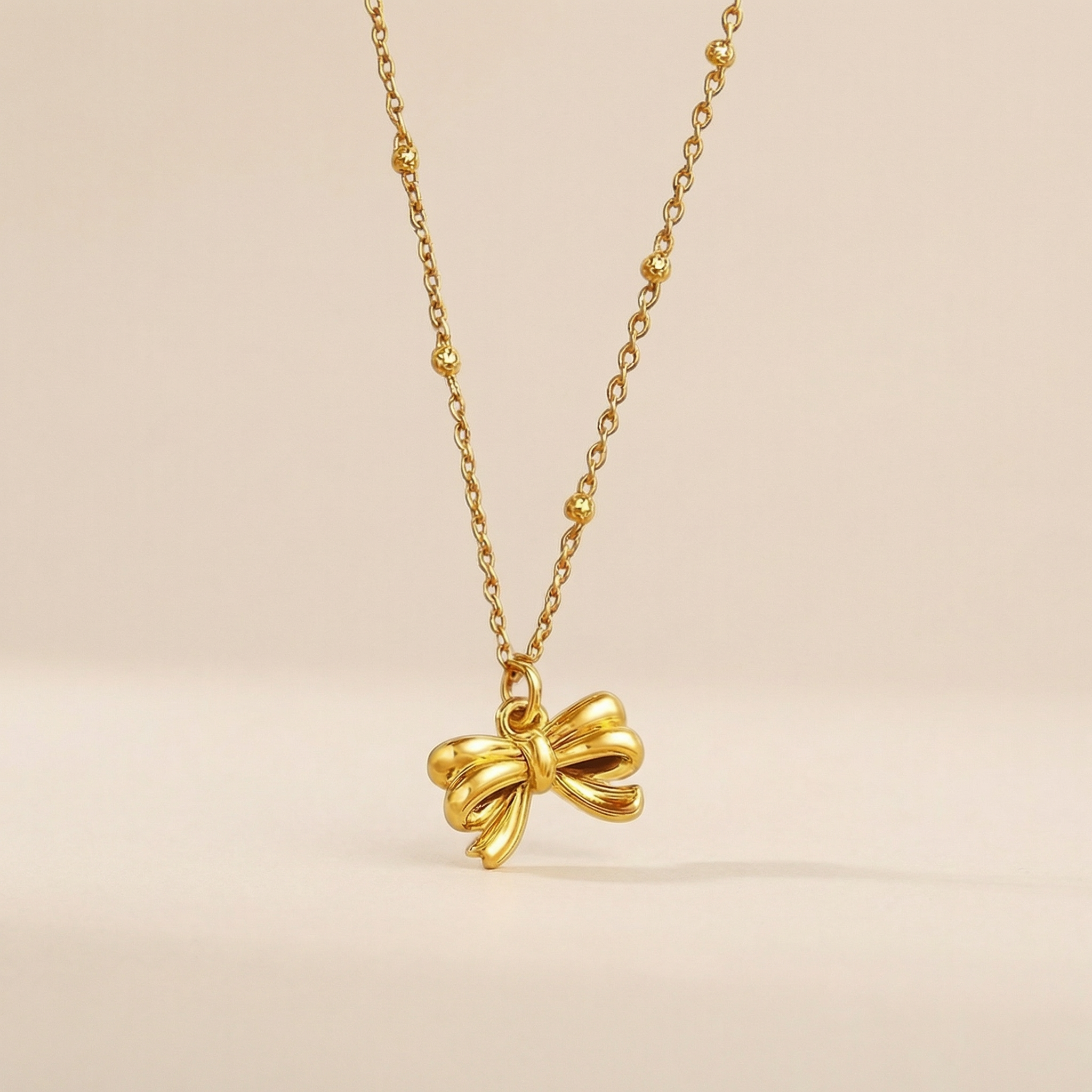 Zierliche Schleifen Anhänger Statement Halskette 925 Silber 18K vergoldet - NINASIA