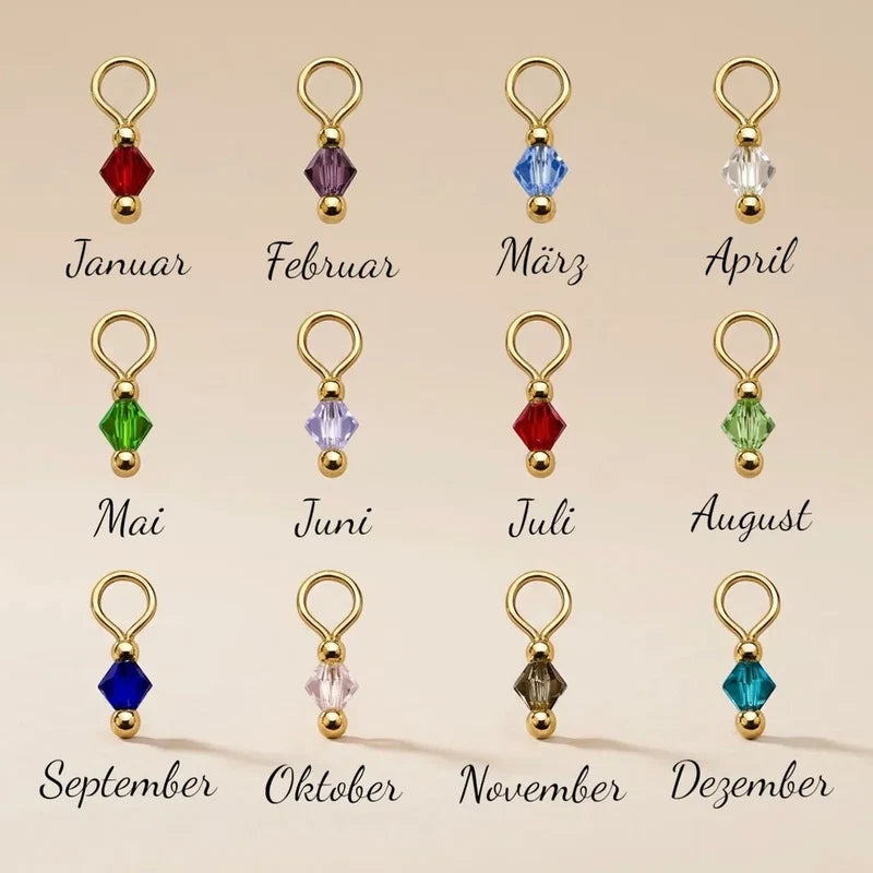 Nomi – Collier personnalisé signe du zodiaque animal et pierre de naissance – gravure recto verso en acier inoxydable avec dorure IPG de haute qualité
