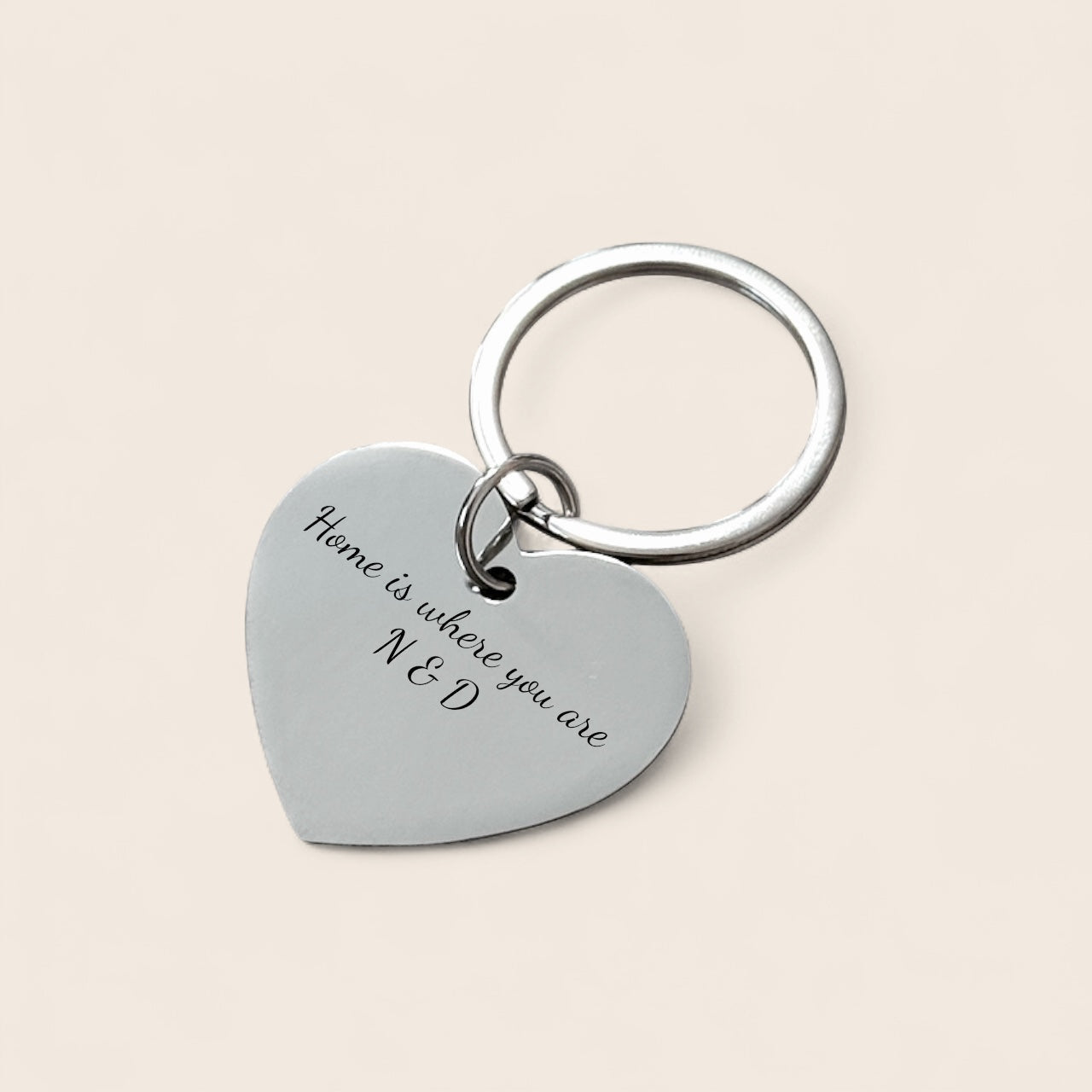Personalized heart-shaped keychain with engraving – Your text – Stainless steel