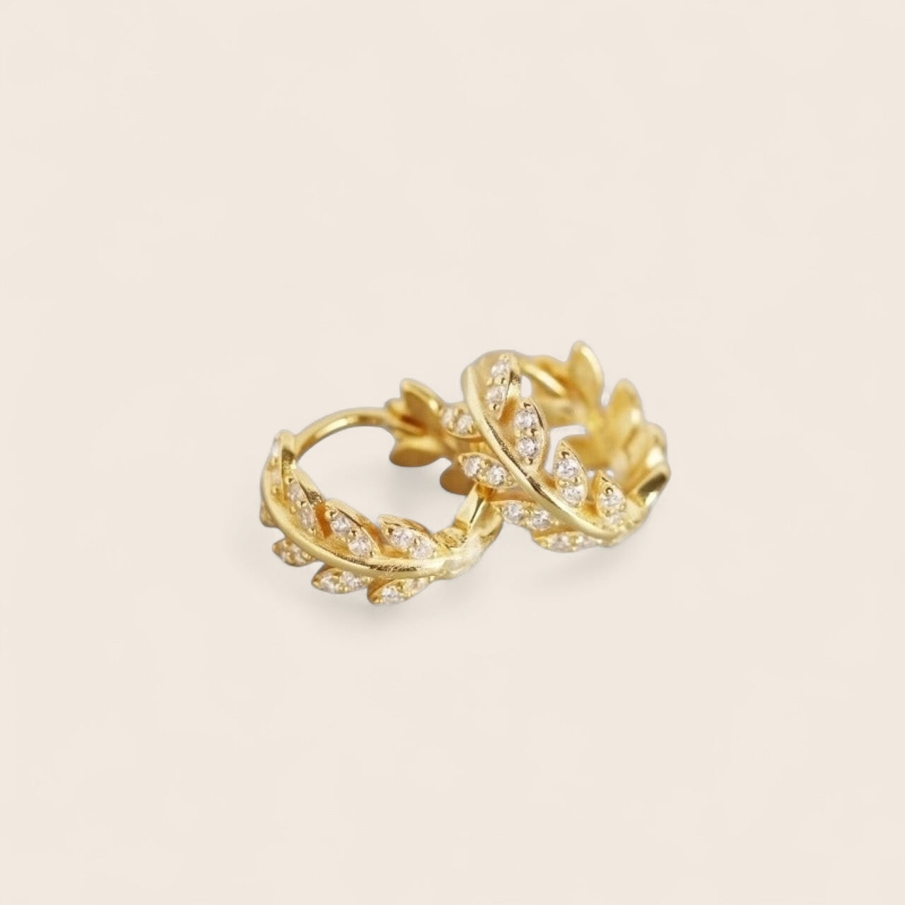 Olive Leaf Mini Hoops Silver 925 18K Gold Plated